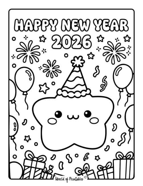 2026 happy new year coloring pages