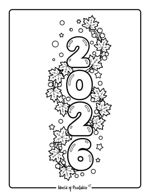 2026 new year coloring page