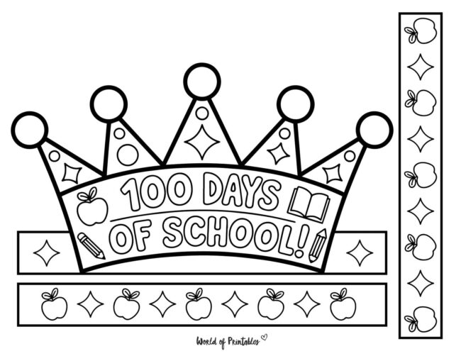 Apple and stars 100 days of school crown