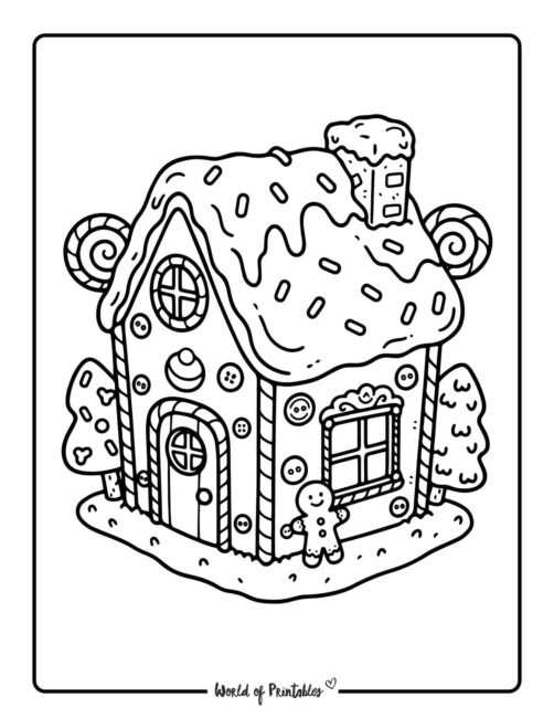 Bold and easy printable gingerbread house coloring pages