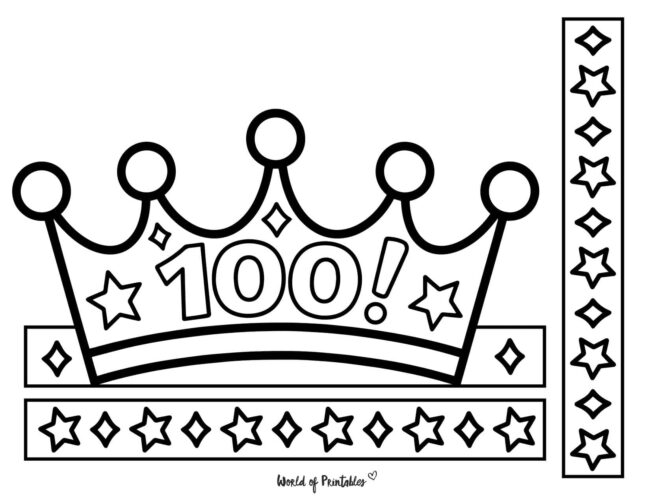 Bold star 100th day crown template