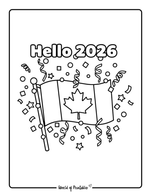 Canada flag new year coloring pages