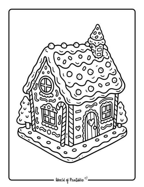 Christmas gingerbread house coloring pages