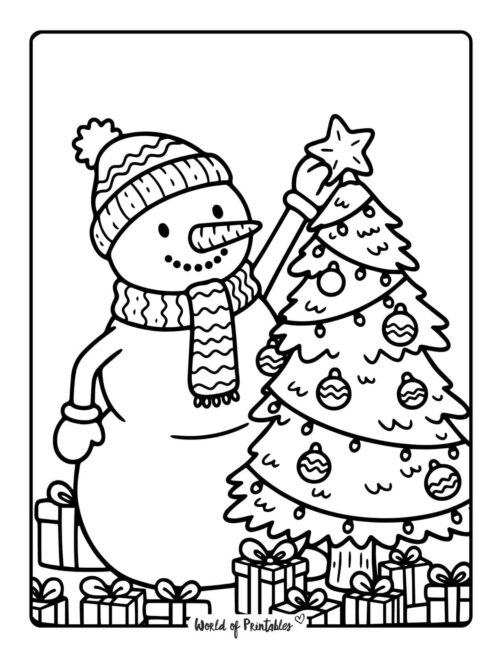 Cozy Snowman Coloring Page For Kids