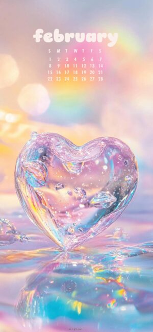 Crystal heart aesthetic february calendar