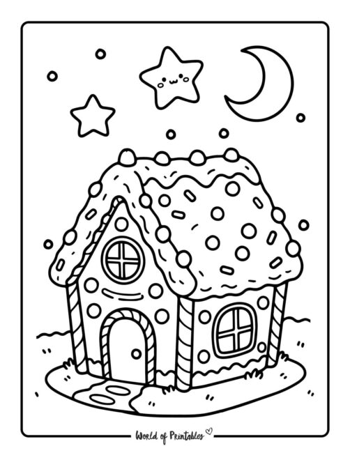 Cute gingerbread house coloring sheets