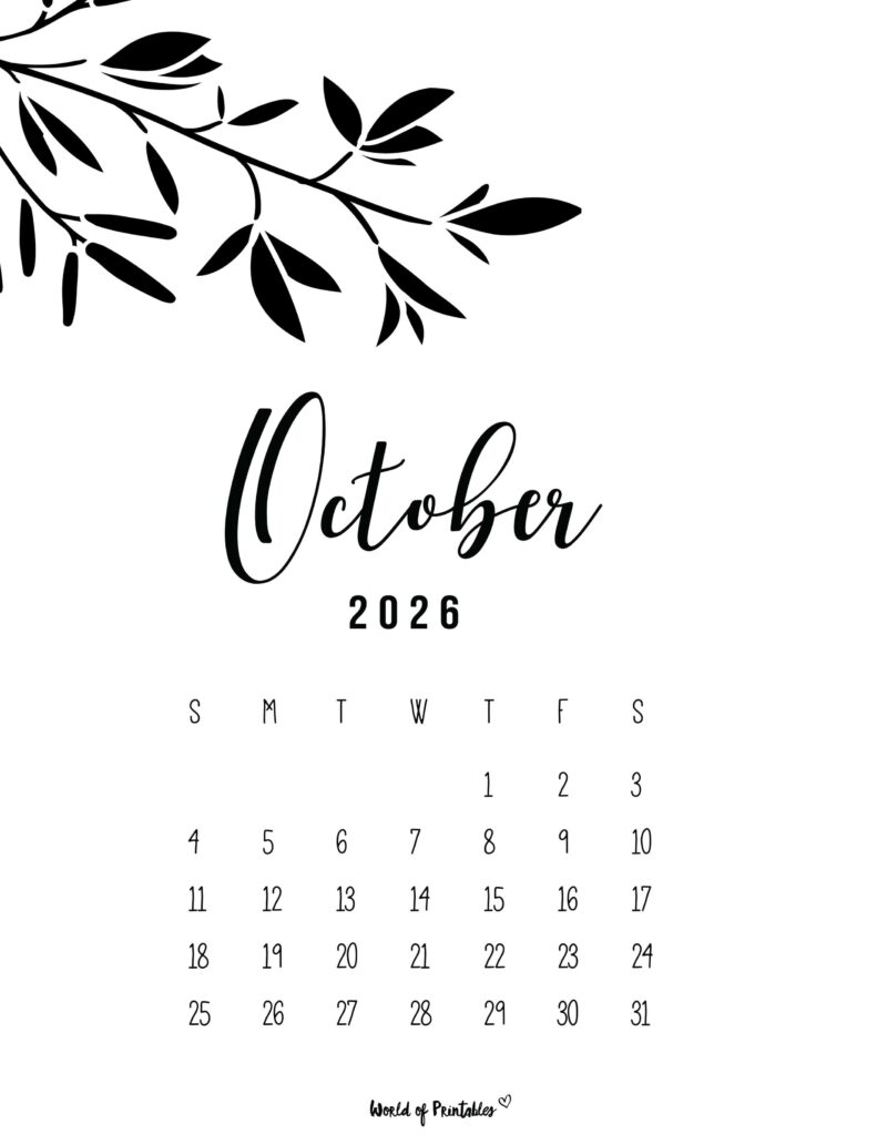 Printable October 2026 Calendar Design 12