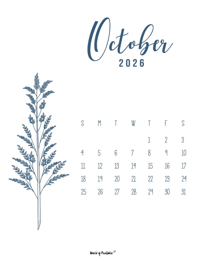 Printable October 2026 Calendar Design 14