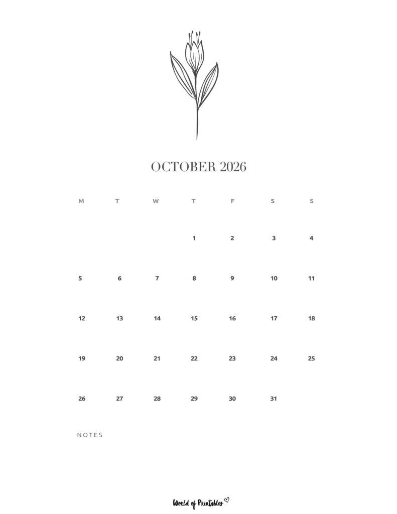 Printable October 2026 Calendar Design 16
