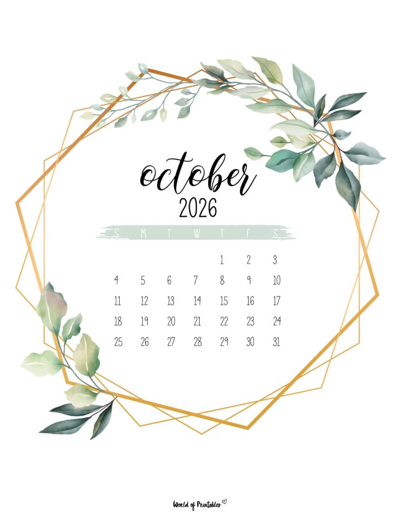 Printable October 2026 Calendar Design 18
