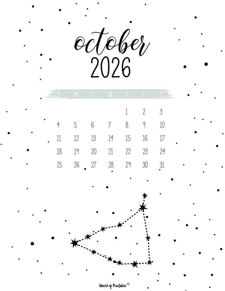 Printable October 2026 Calendar Design 24
