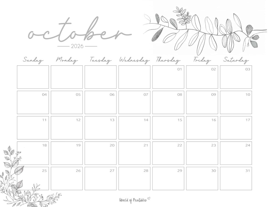 Printable October 2026 Calendar Design 249