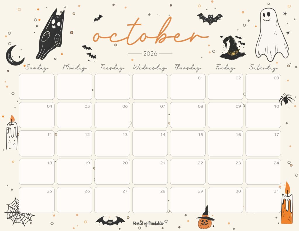 Printable October 2026 Calendar Design 253