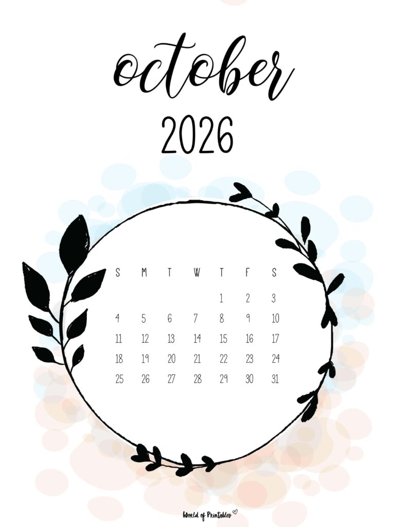 Printable October 2026 Calendar Design 27 alt