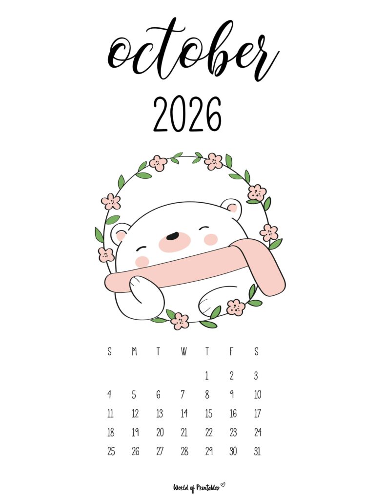 Printable October 2026 Calendar Design 28