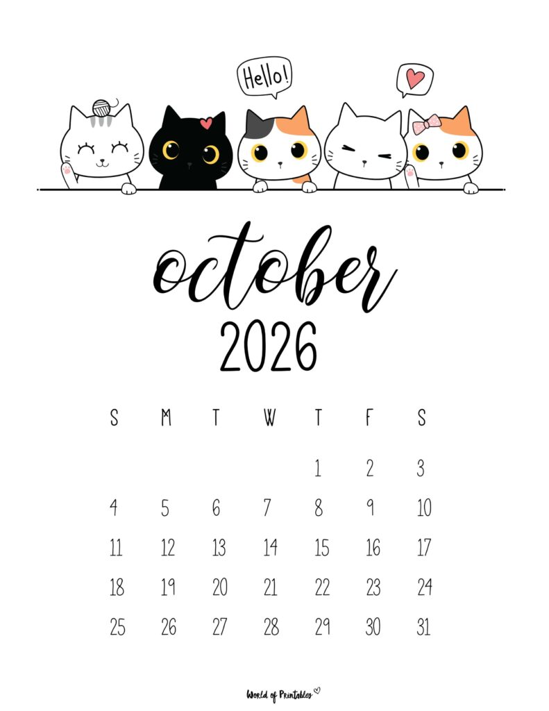 Printable October 2026 Calendar Design 29