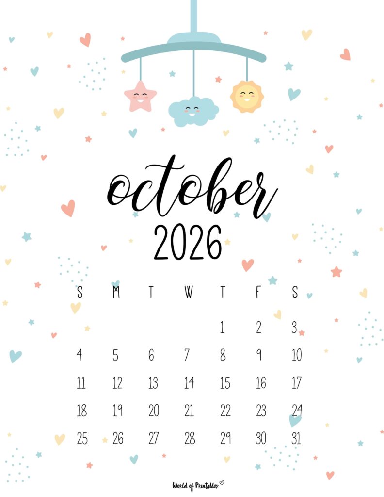 Printable October 2026 Calendar Design 31