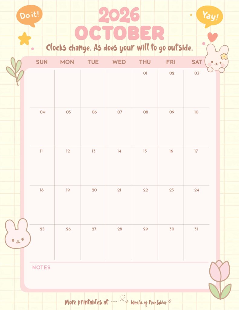 Printable October 2026 Calendar Design 326