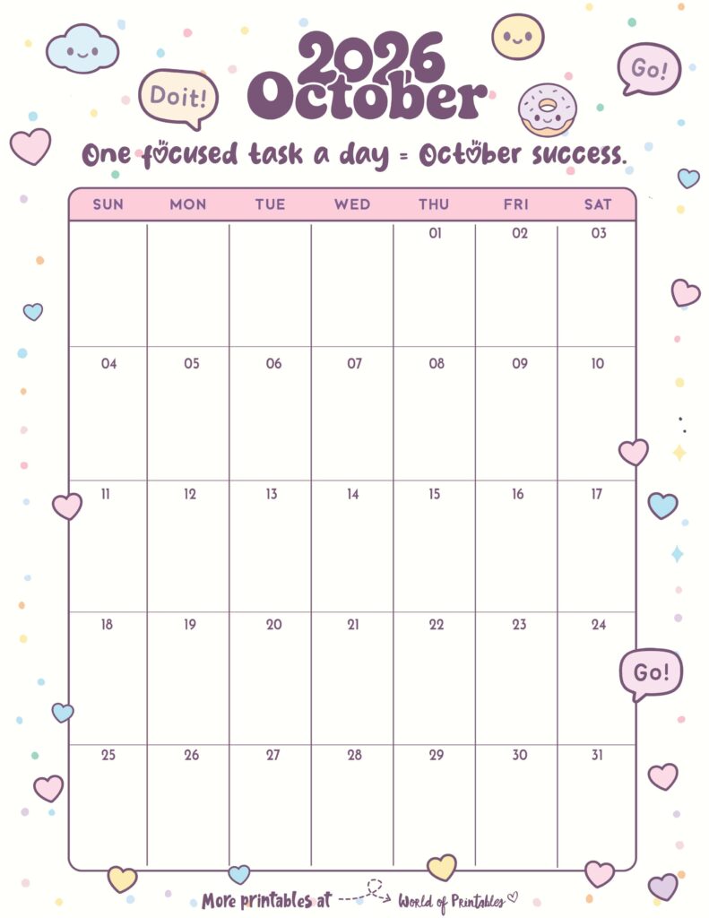 Printable October 2026 Calendar Design 339