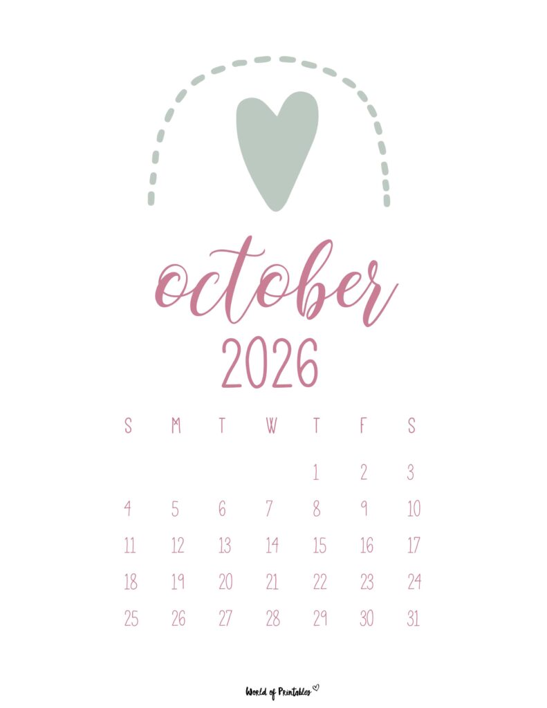 Printable October 2026 Calendar Design 34