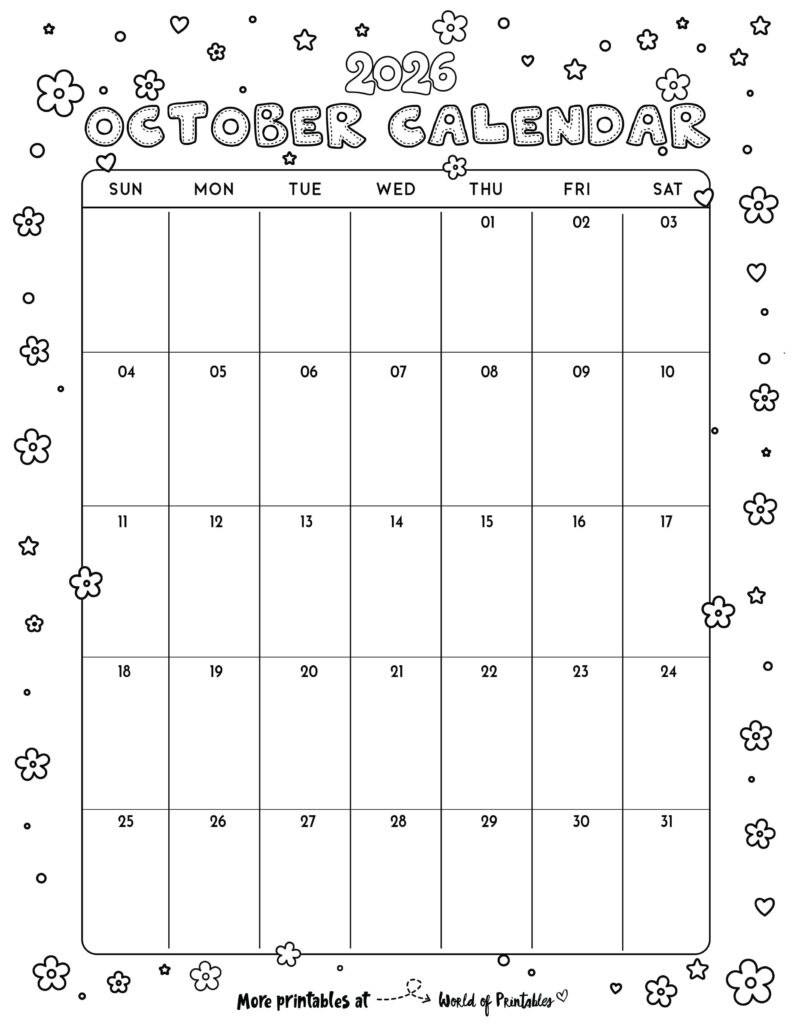 Printable October 2026 Calendar Design 342