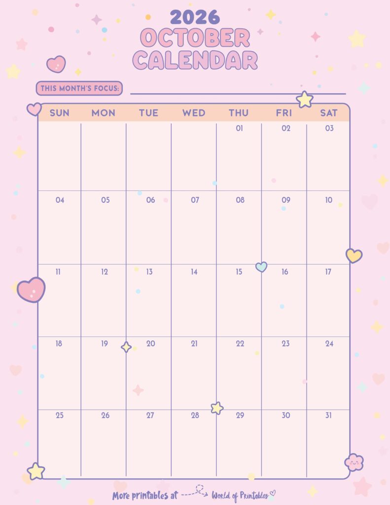 Printable October 2026 Calendar Design 343