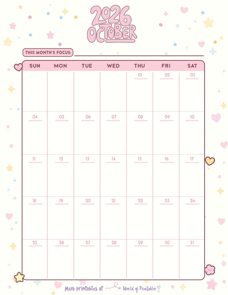 Printable October 2026 Calendar Design 344