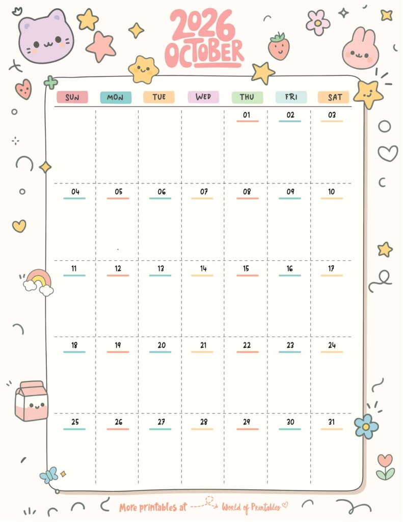 Printable October 2026 Calendar Design 352