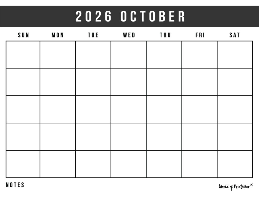 Printable October 2026 Calendar Design 364