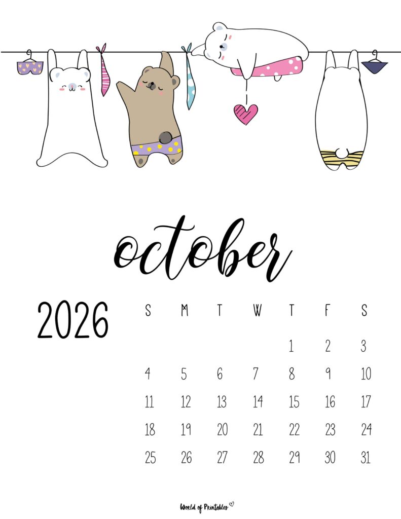 Printable October 2026 Calendar Design 39