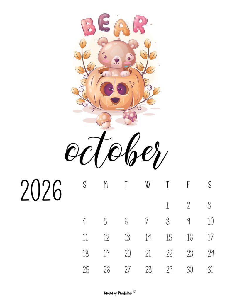 Printable October 2026 Calendar Design 43