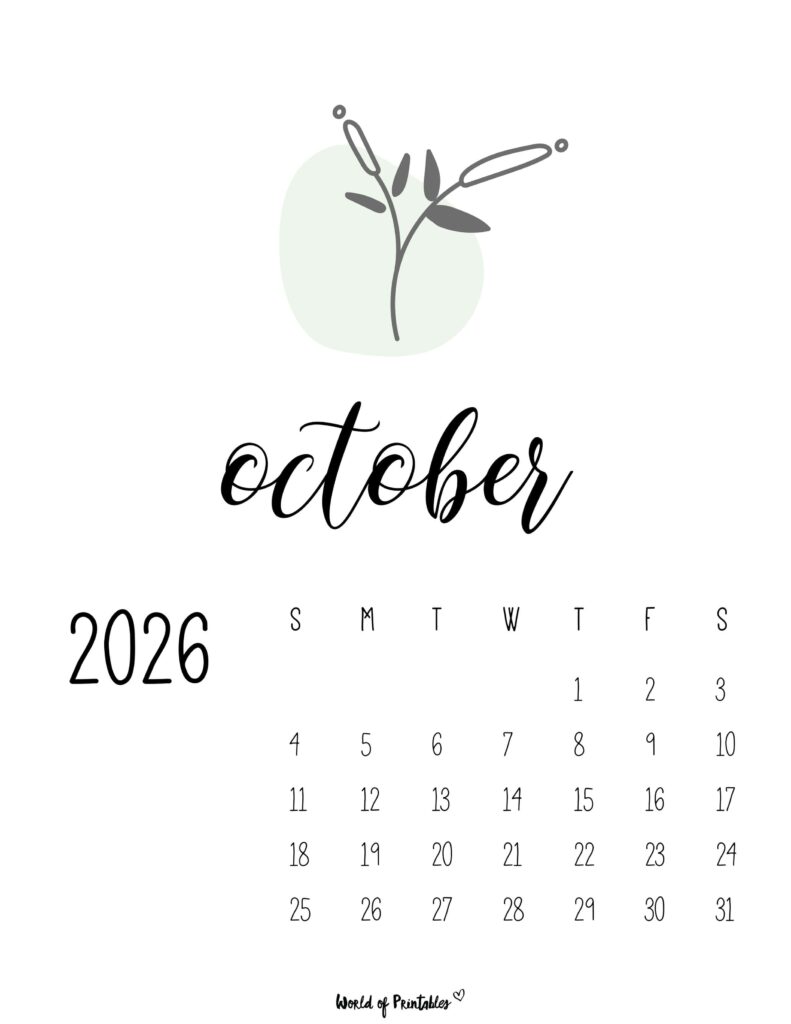 Printable October 2026 Calendar Design 46