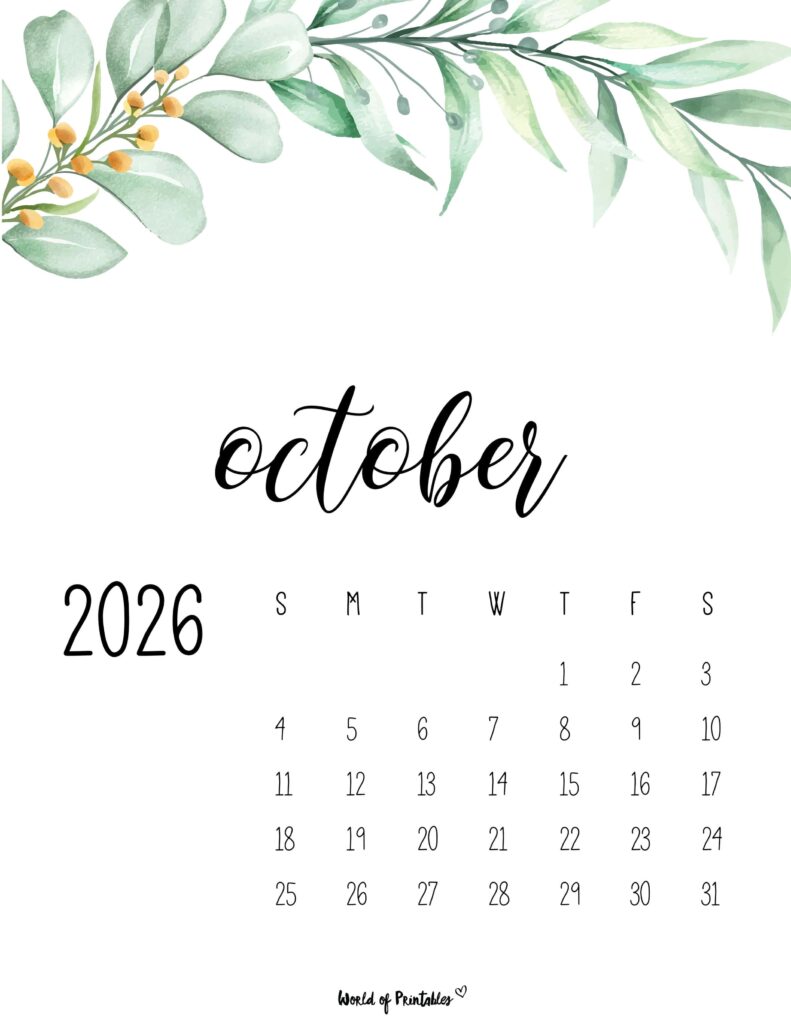 Printable October 2026 Calendar Design 49