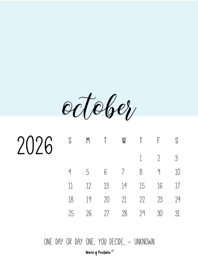 Printable October 2026 Calendar Design 54