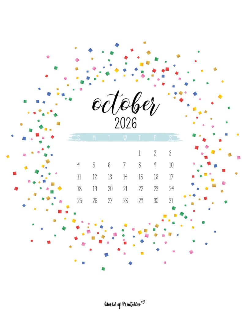 Printable October 2026 Calendar Design 6