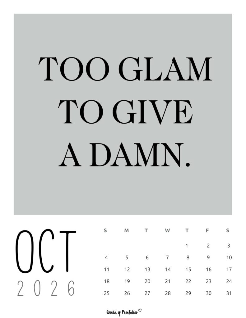 Printable October 2026 Calendar Design 60