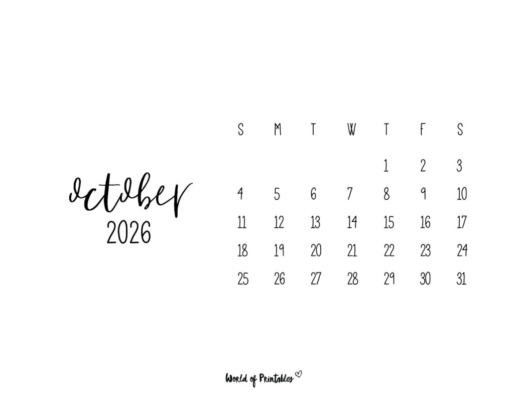 Printable October 2026 Calendar Design 63 alt