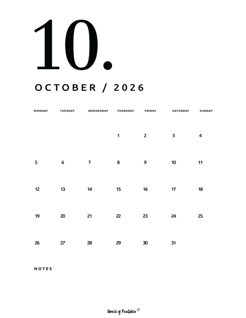 Printable October 2026 Calendar Design 65