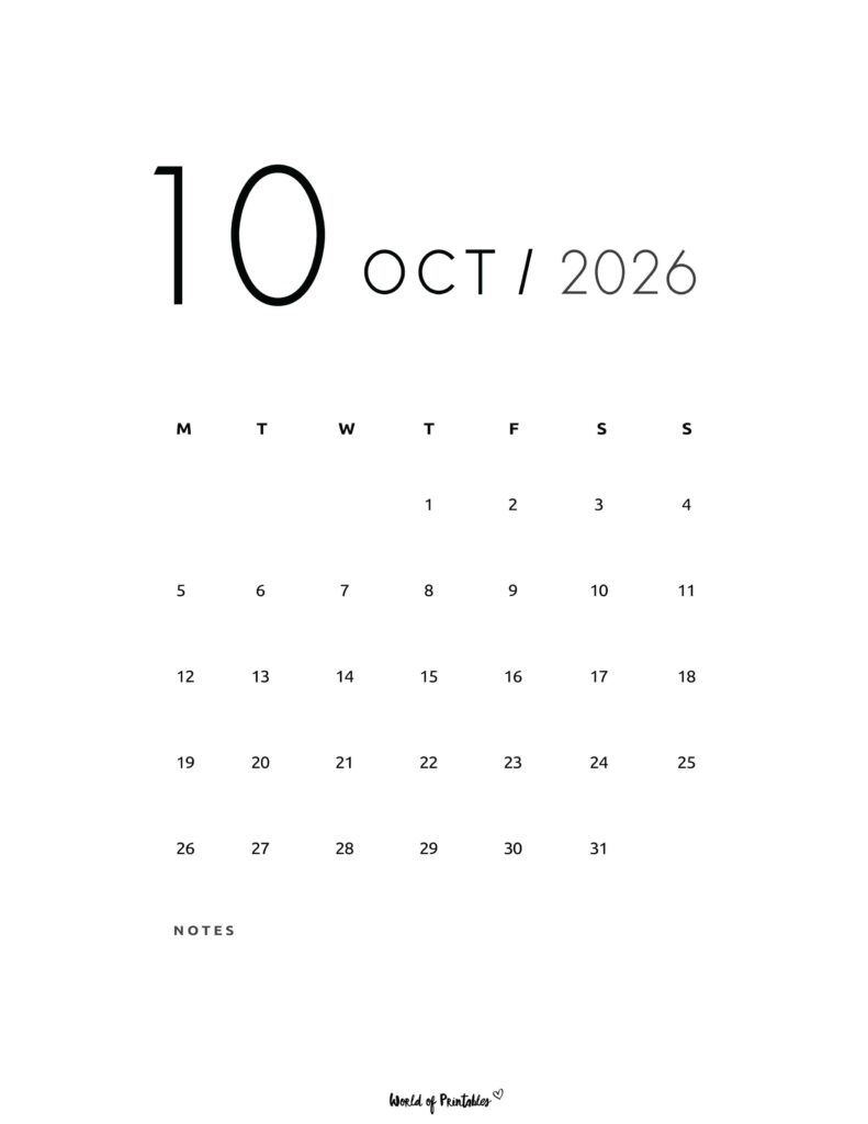Printable October 2026 Calendar Design 69