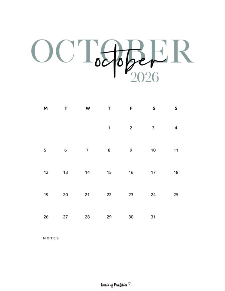 Printable October 2026 Calendar Design 71