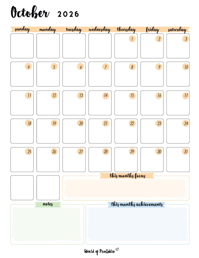 Printable October 2026 Calendar Design 91