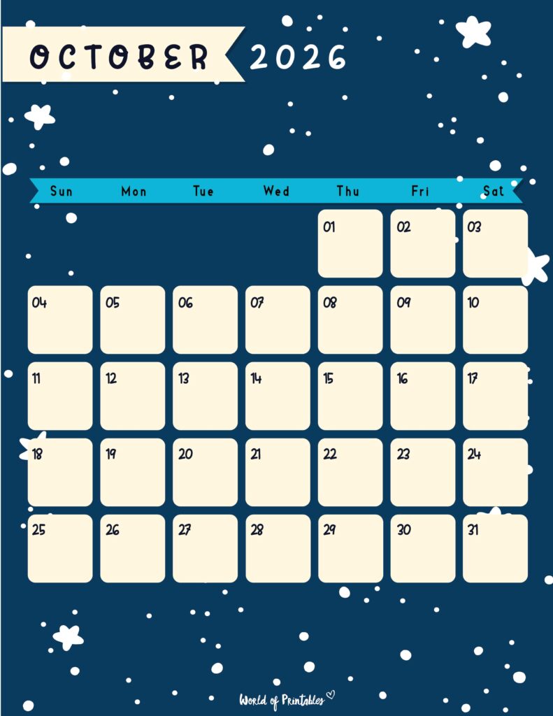 Printable October 2026 Calendar Design 95