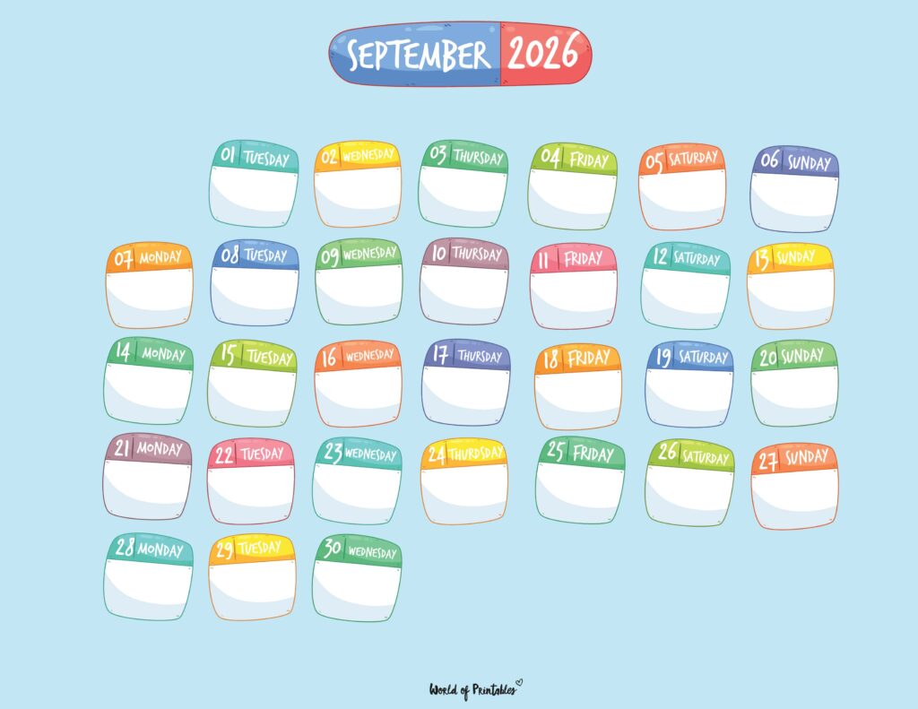 Printable September 2026 Calendar Design 109