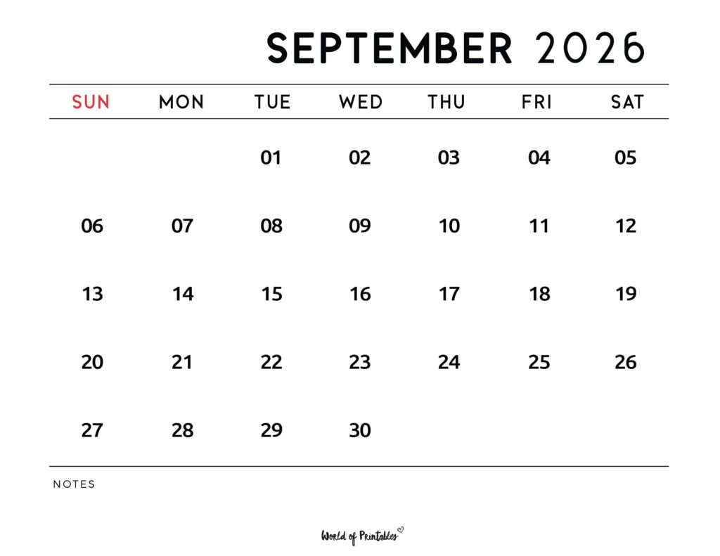 Printable September 2026 Calendar Design 112