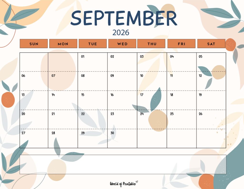Printable September 2026 Calendar Design 114