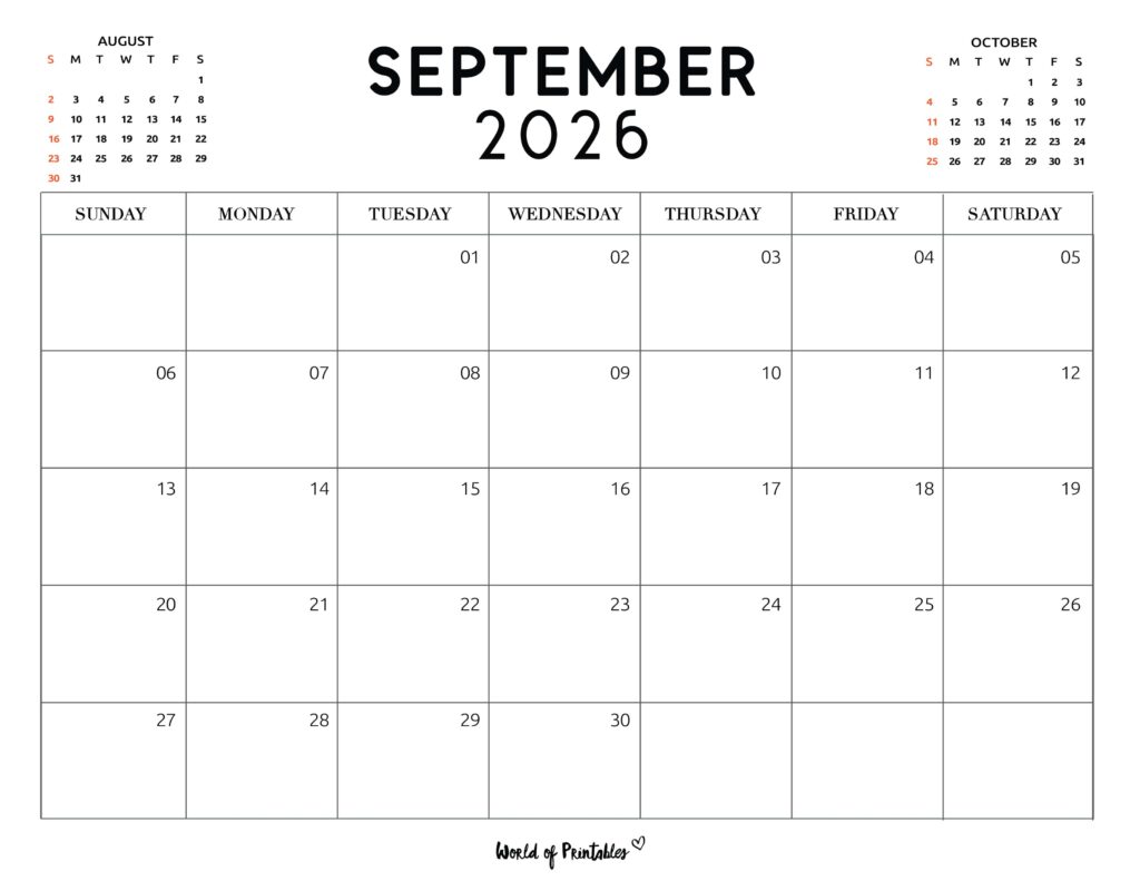 Printable September 2026 Calendar Design 117