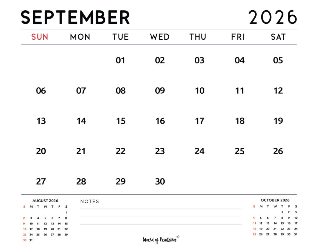 Printable September 2026 Calendar Design 119