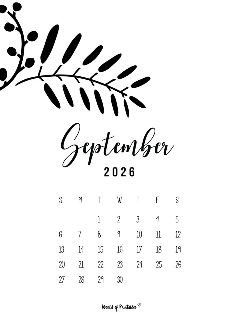 Printable September 2026 Calendar Design 12