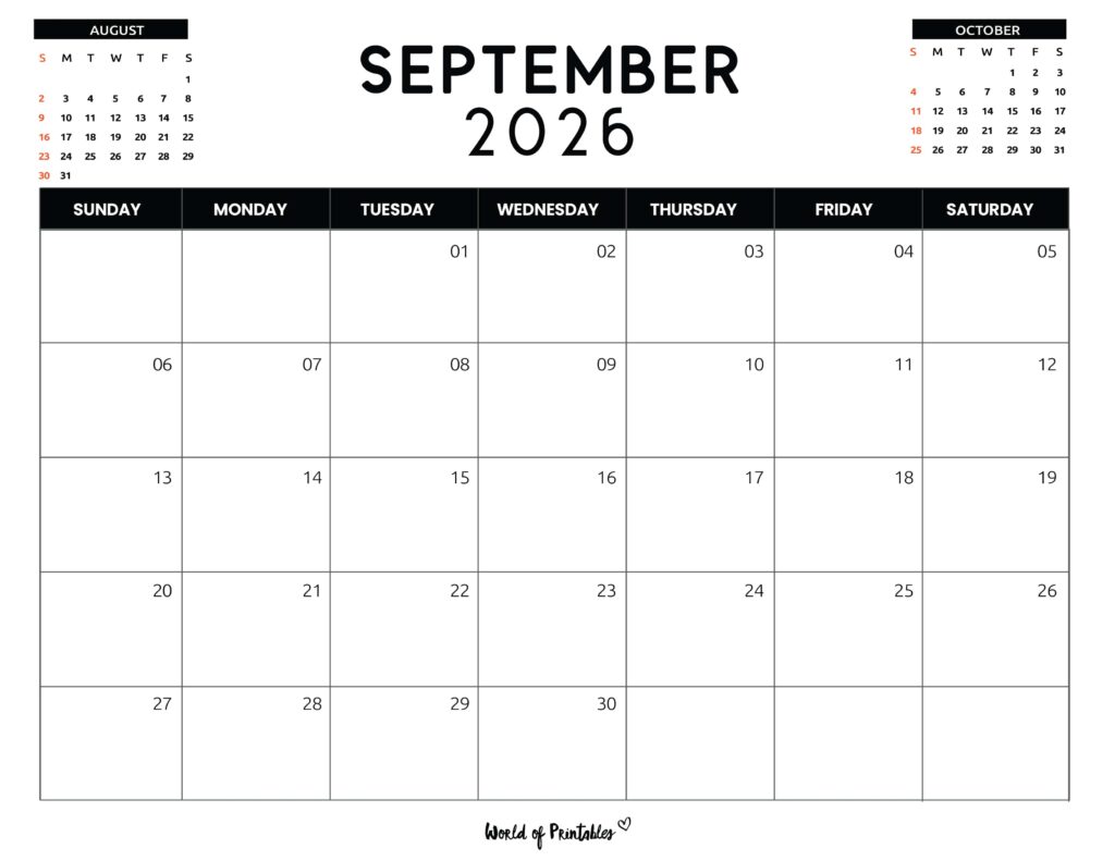 Printable September 2026 Calendar Design 120