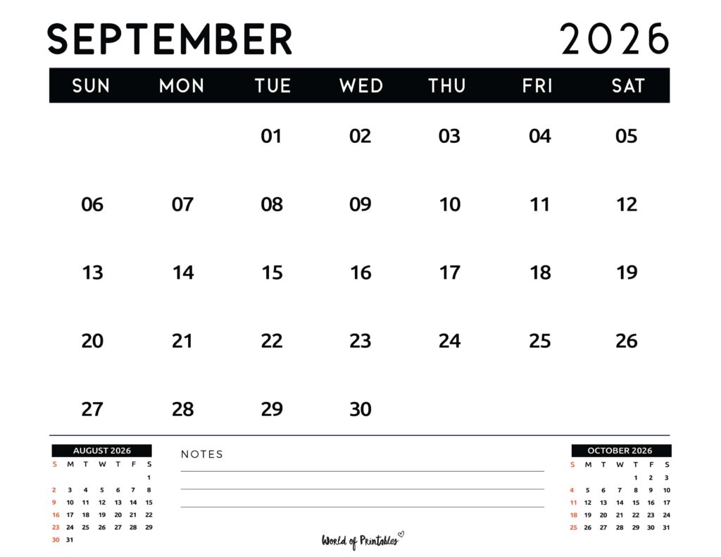 Printable September 2026 Calendar Design 121